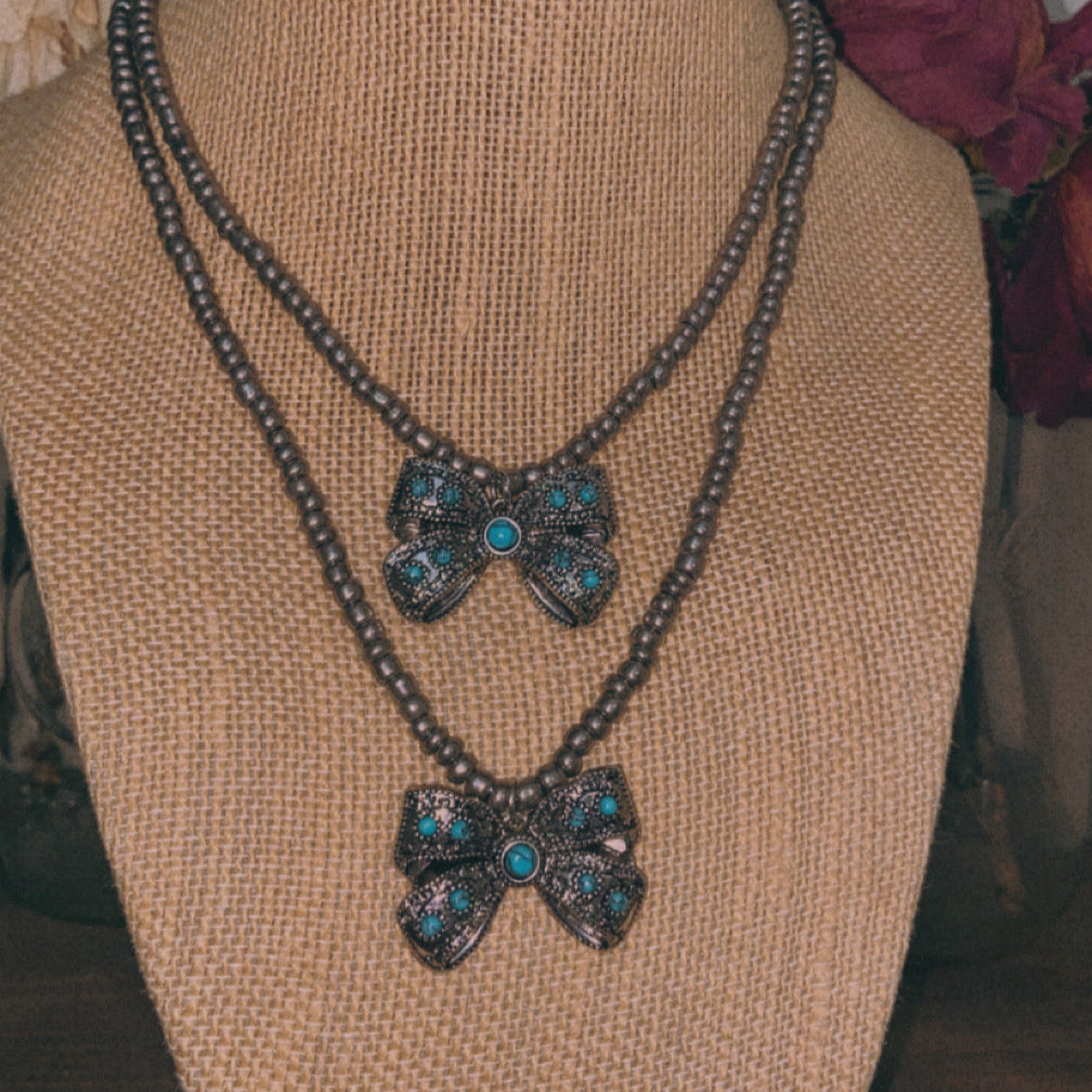 Turquoise Bow Necklace