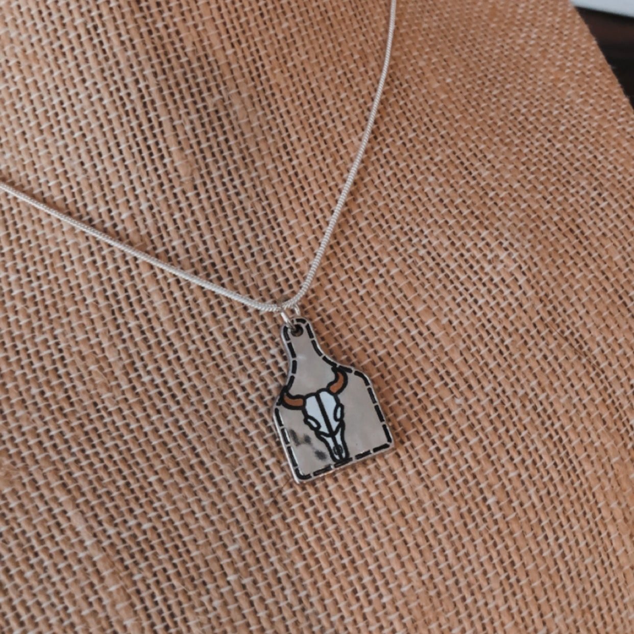 Longhorn tag necklace