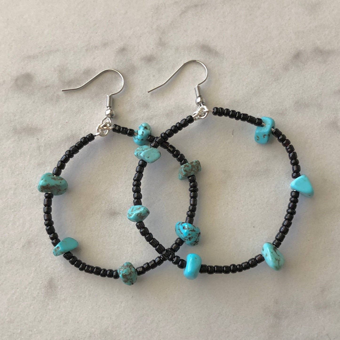 Turquoise Chip hoop earrings