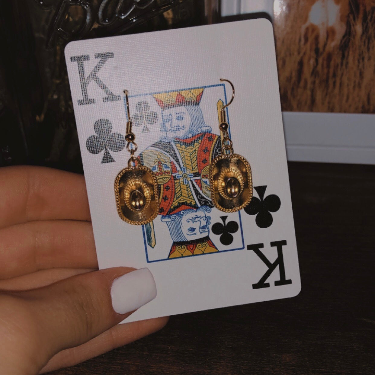 Gold Cowgirl Hat Earrings