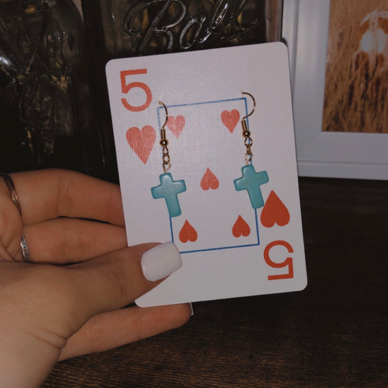 Turquoise Cross Earrings