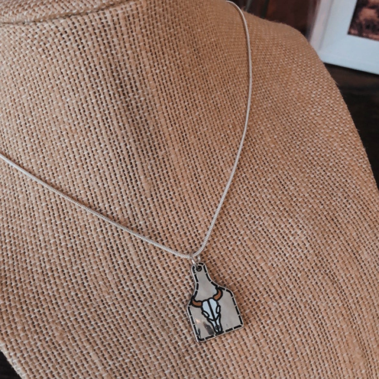 Longhorn tag necklace