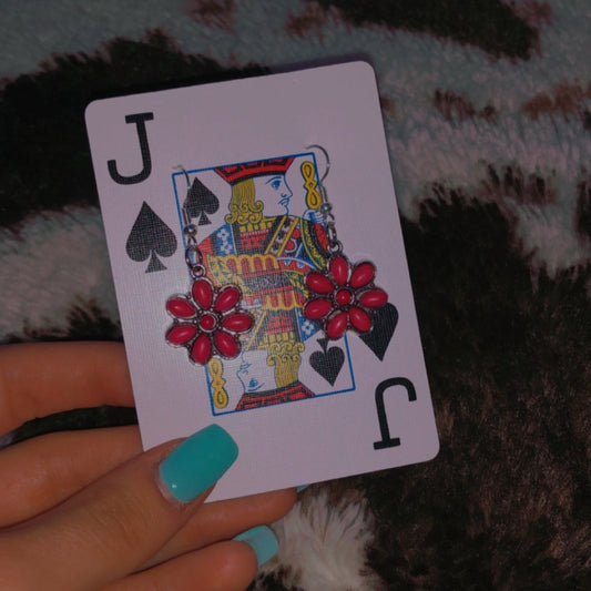 Hot pink Flower earrings