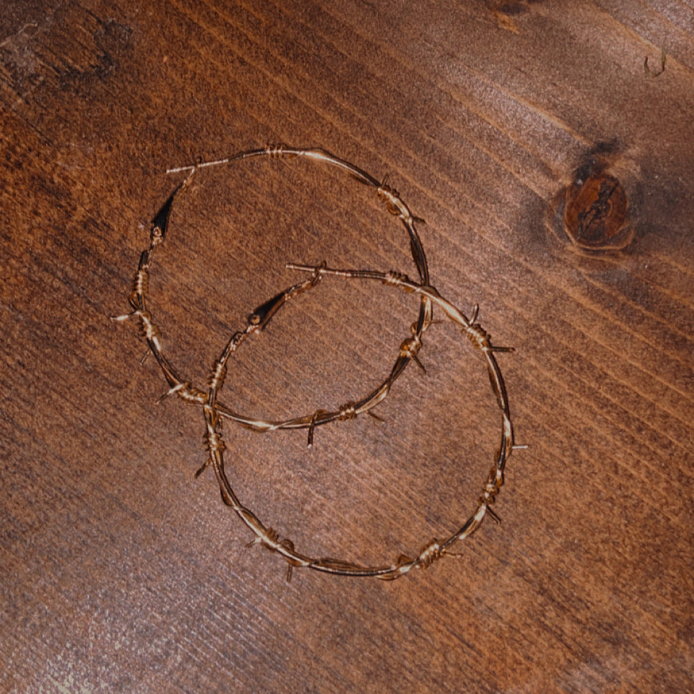 Gold Barbwire Hoops