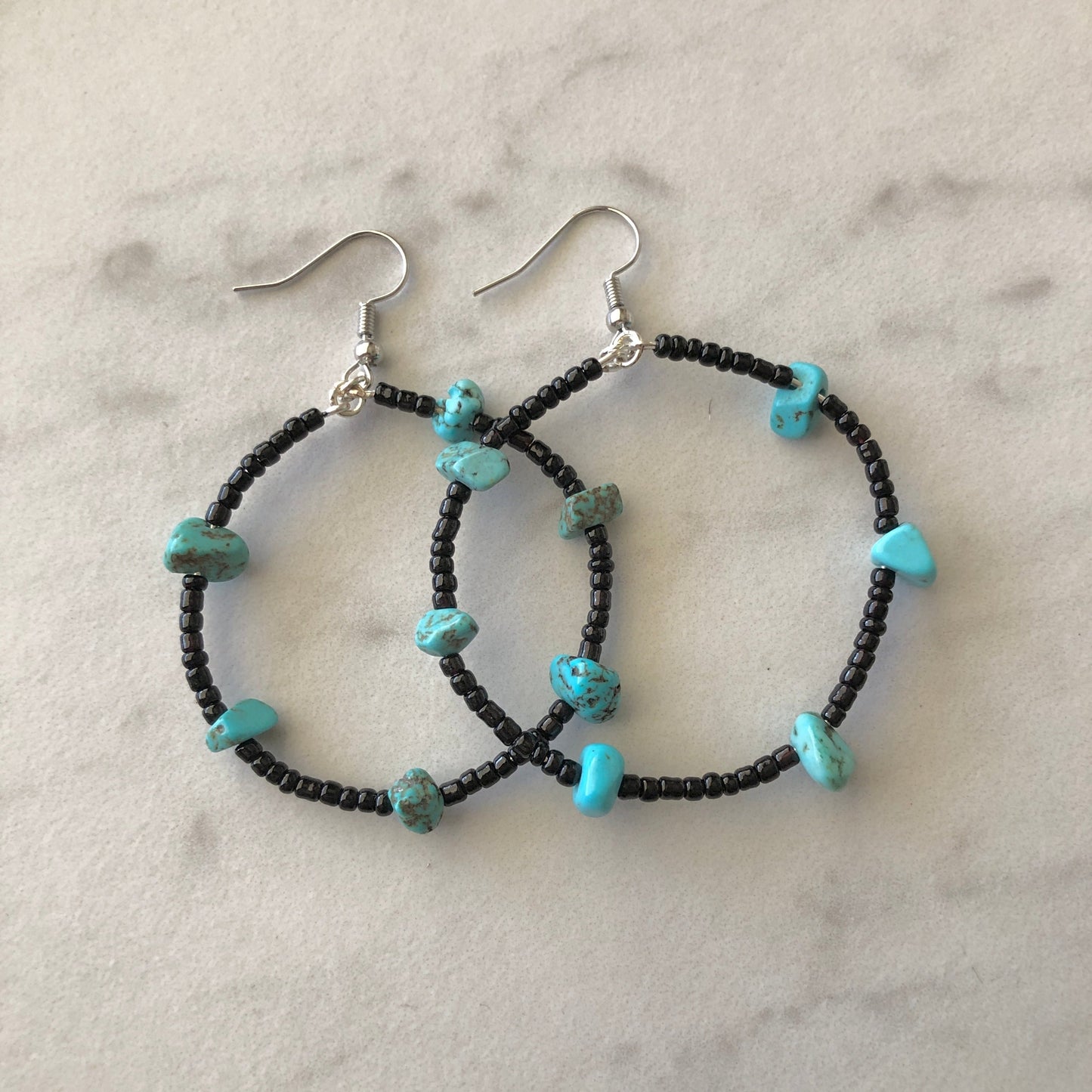 Turquoise Chip hoop earrings