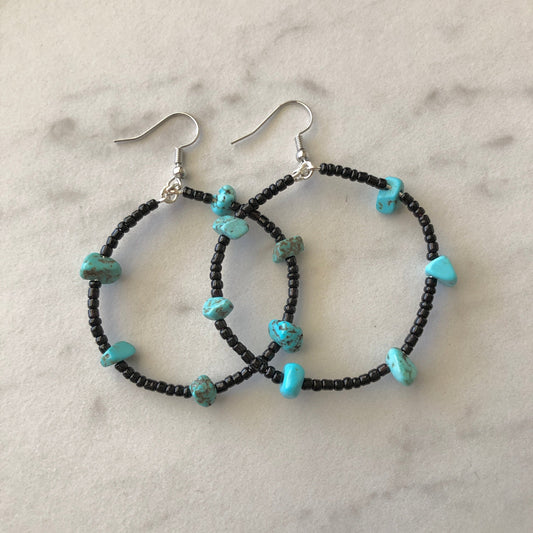 Turquoise Chip hoop earrings