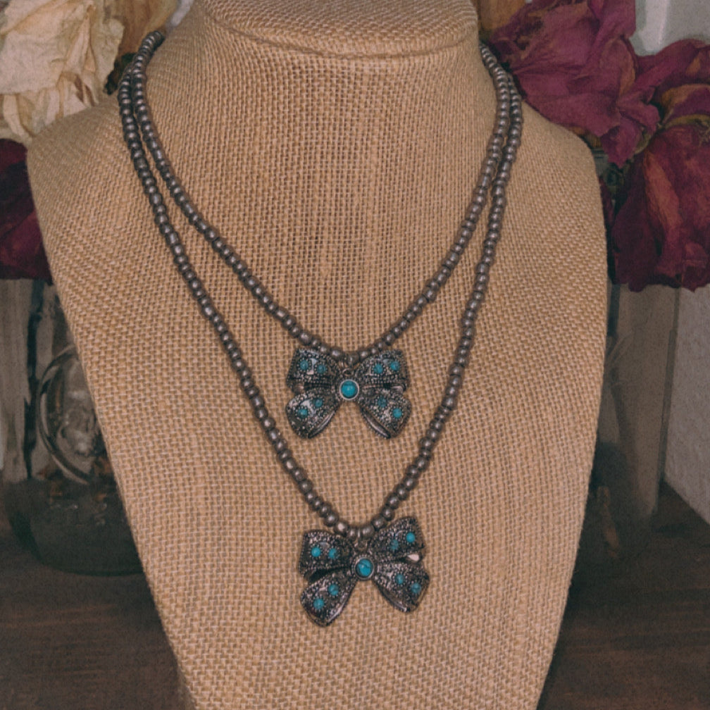 Turquoise Bow Necklace
