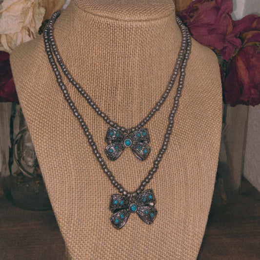 Turquoise Bow Necklace