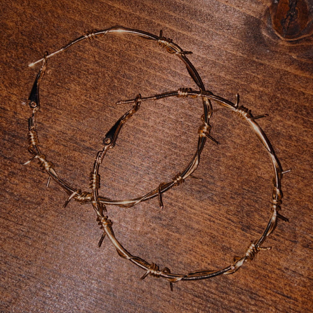 Gold Barbwire Hoops
