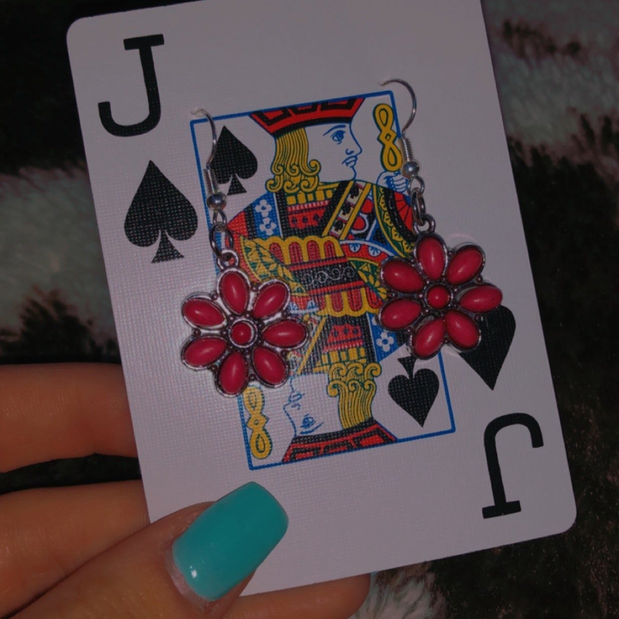 Hot pink Flower earrings