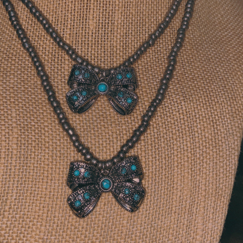 Turquoise Bow Necklace