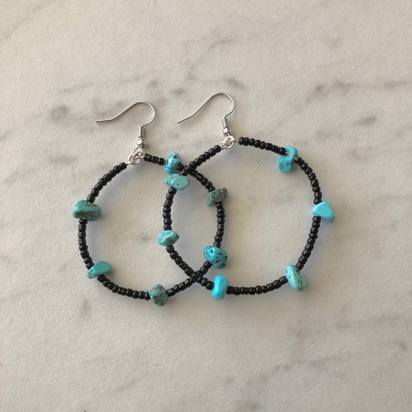 Turquoise Chip hoop earrings