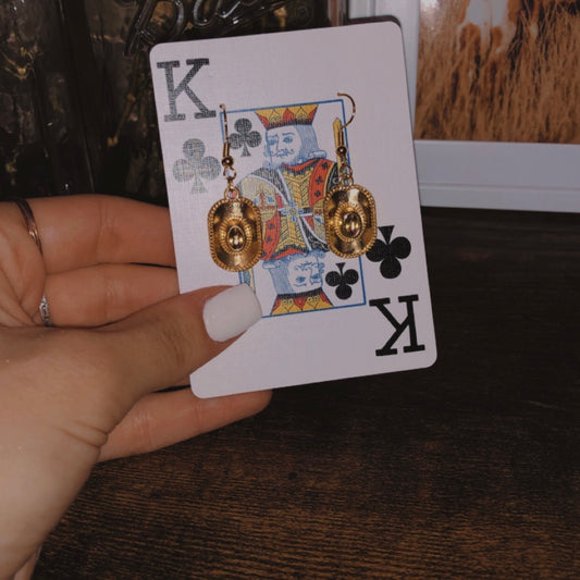 Gold Cowgirl Hat Earrings