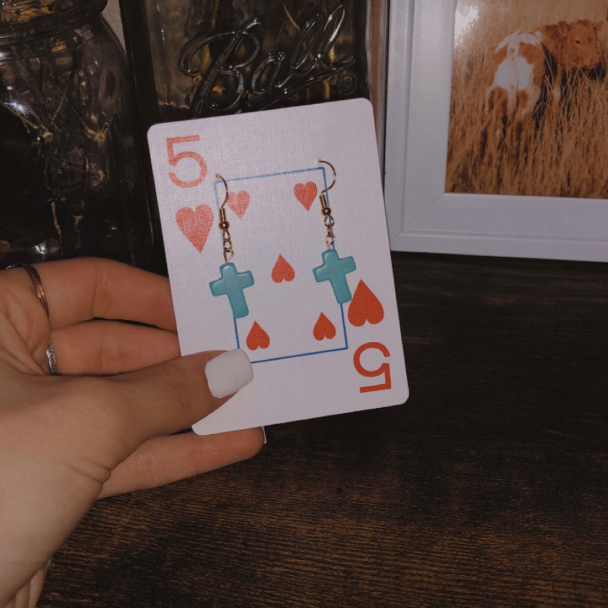 Turquoise Cross Earrings